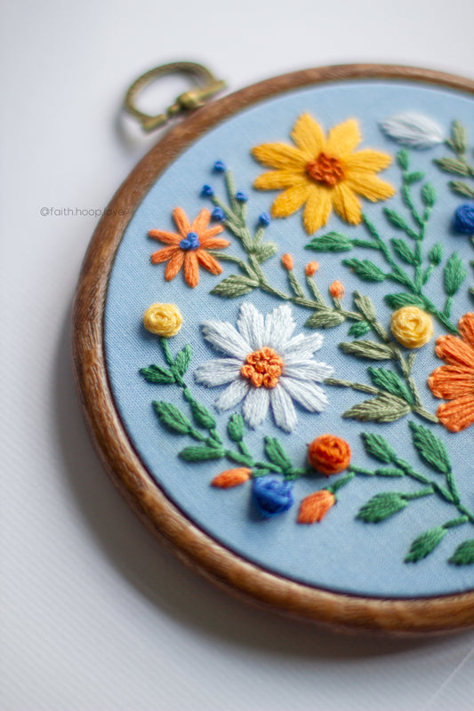 Blue and Orange Floral (5")