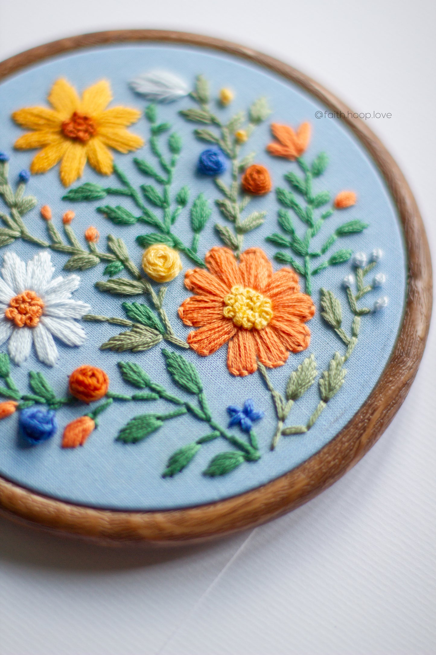 Blue and Orange Floral (5")