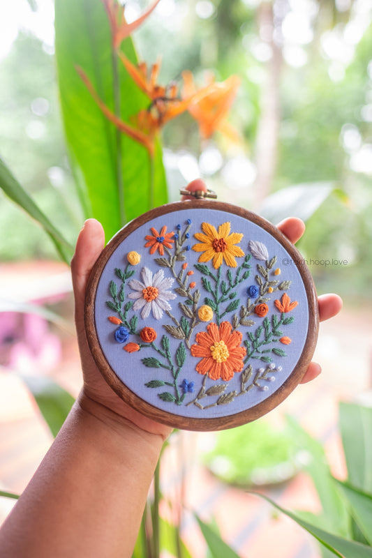 Blue and Orange Floral (5")